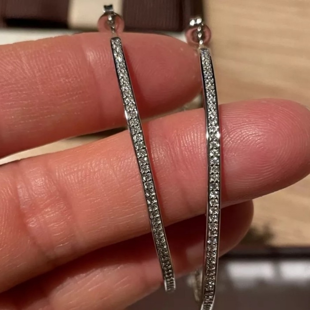 HOOP INSIDE OUT AAA ZIRCONIA PAVE' EARRINGS